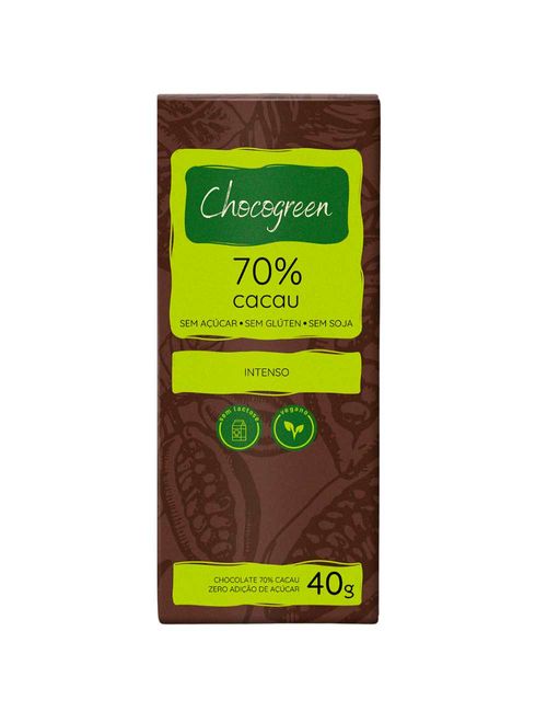 Tablete Chocolate Intenso Vegano 70% Cacau 40g - Chocogreen