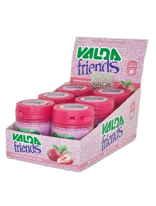 Pastilha Friends Pote Morango 50g c/6 - Valda