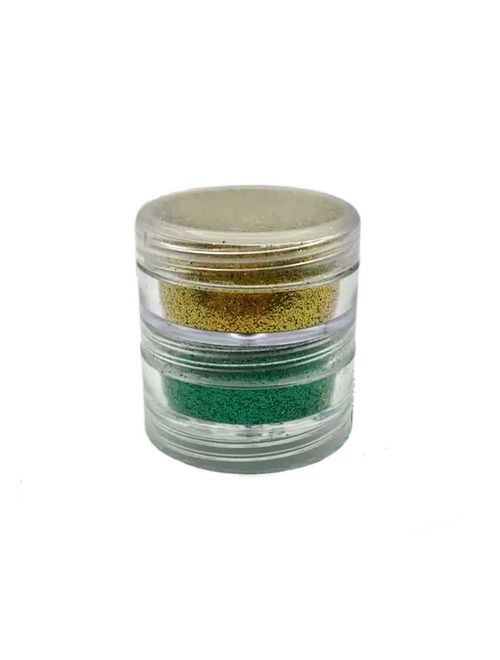 Glitter em Pó Brilho e Cor Verde e Amarelo Ouro - Rostinho Pintado