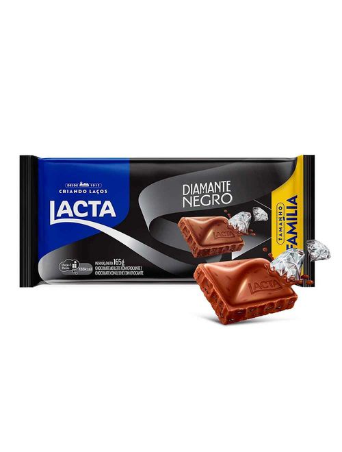 Tablete Chocolate ao Leite Diamante Negro 165g - Lacta