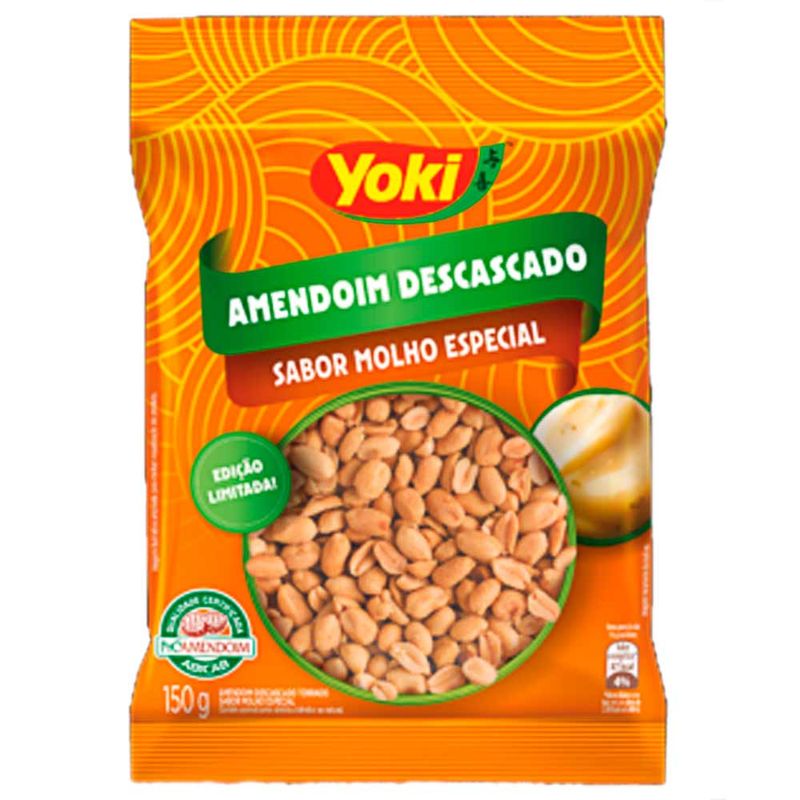 Amendoim Descascado Sabor Molho Especial 150g - Yoki - Doce Malu