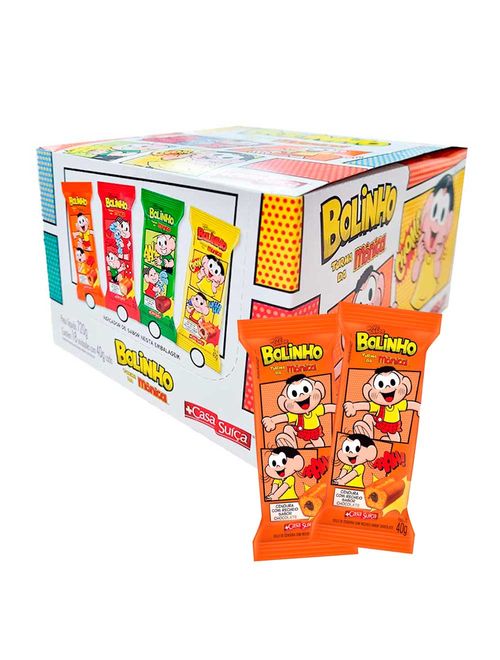 Bolinho Cenoura com Recheio Chocolate Turma da Mônica 40g c/18 - Casa Suíça