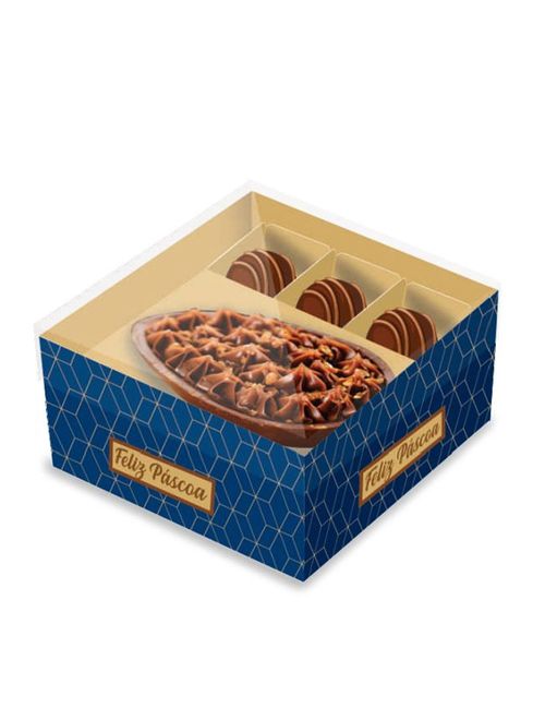 Caixa para Ovo de Colher 100g + 3 Bombons Practice Azul Un - Carber