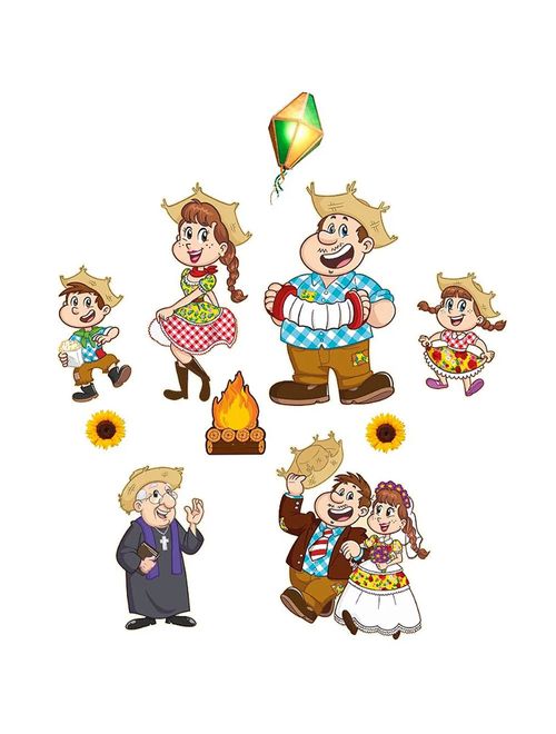 Arraiá Decoração de Parede Família Caipira c/10 - Regina