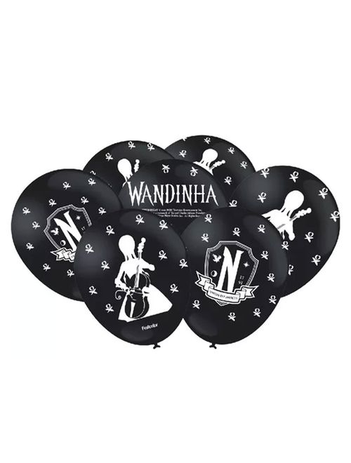 Wandinha Balão Decorado No9 c/25 Preto - Festcolor