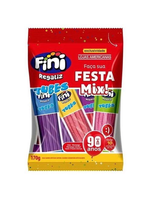 Bala de Gelatina Tubes Festa Mix Sortido 17g c/10 - Fini