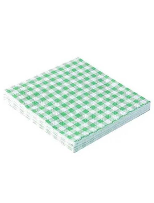 Guardanapo Xadrez Verde/Branco 33x33cm c/20 - Silver Festas