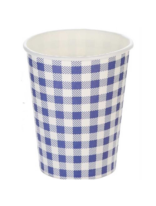 Copo de Papel Xadrez Azul/Branco c/10 - Silver Festas