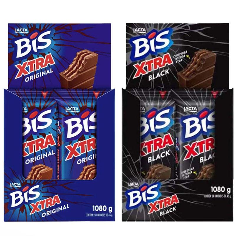 Kit-2-Displays-Bis-Xtra-ao-Leite---Bis-Xtra-Black-c-24---Lacta