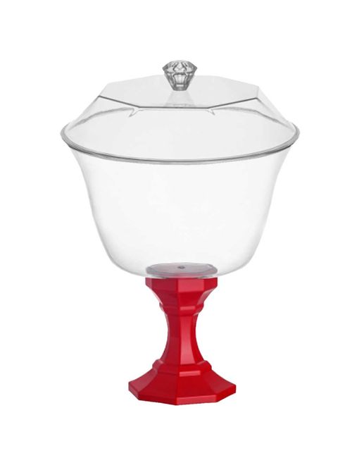 Taça Acrílico Diamante com Tampa Vermelha 1,250ml - FestPlastik