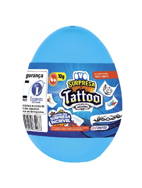 Ovo Surpresa Tattoo Menino com Confeito - Fampar