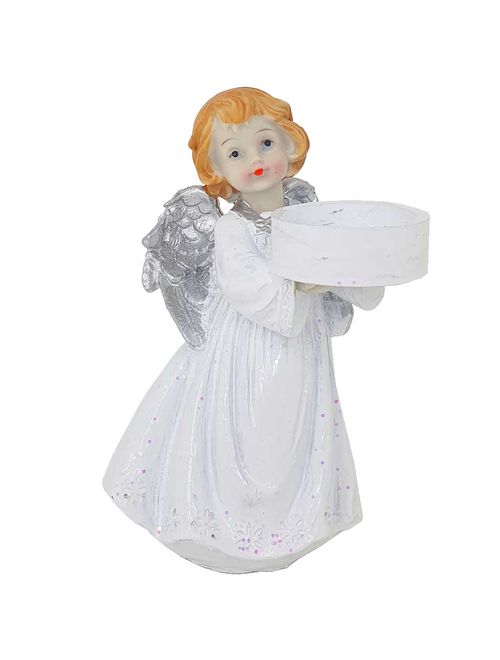 Castiçal Anjo Asa Prata - Art Christmas