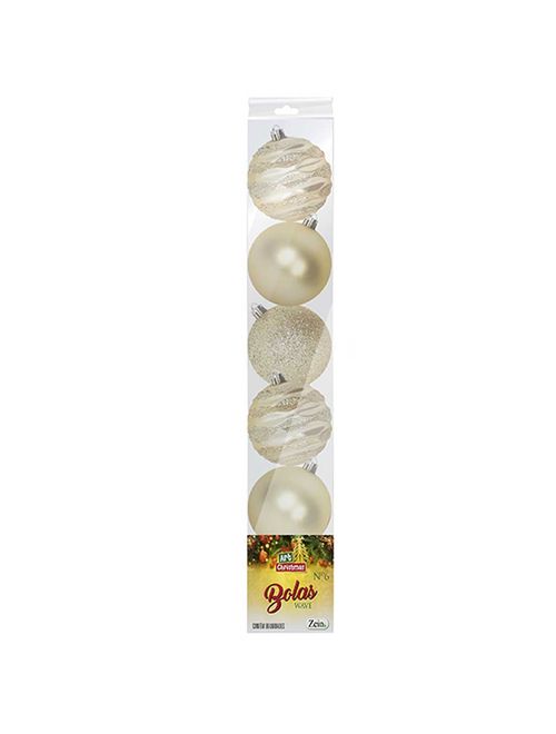 Bola de Natal Nº6 Wave Dourada c/6 - Art Christmas