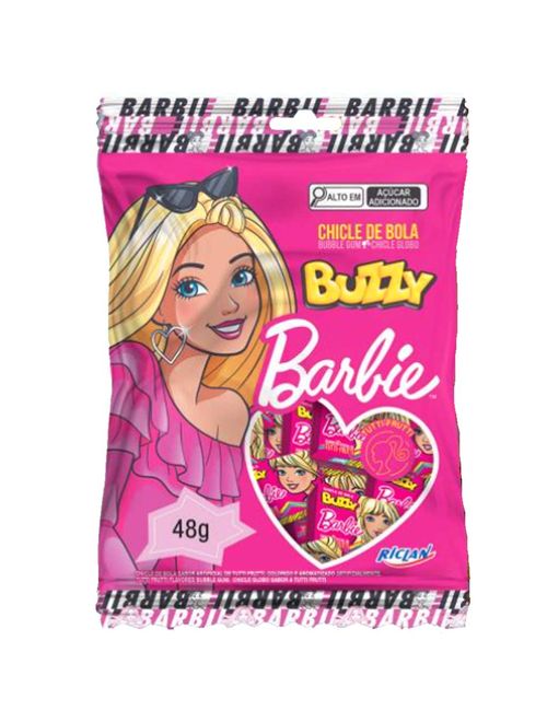 Chicle de Bola Buzzy com Tattoo Barbie 48g - Riclan