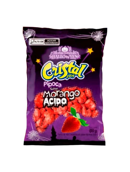 Pipoca Doce Morango Ácido Halloween 50g c/30 - Cristal Plus