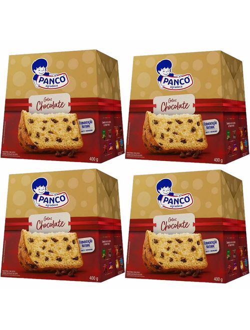 Kit com 4 Panettone Gotas Chocolate 400g - Panco