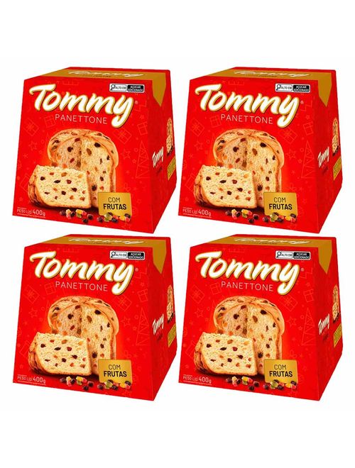 Kit com 4 Panettone Frutas 400g - Tommy