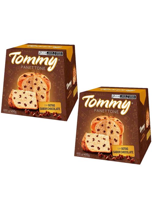 Kit com 2 Panettone Gotas Chocolate 400g - Tommy