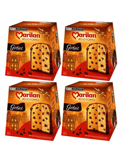 Kit com 4 Panettone Gotas Bello Forno 400g - Marilan
