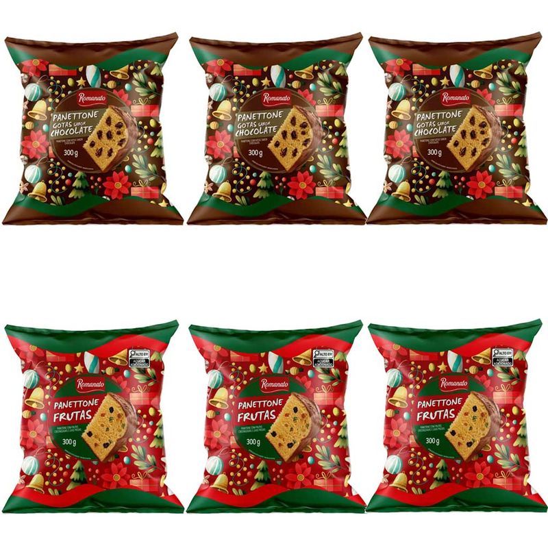 Kit-com-3-Panetone-Frutas---3-Panetone-Gotas-300g-Flow-Pack---Romanato
