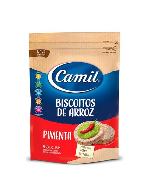 Biscoito de Arroz Integral Pimenta 150g - Camil
