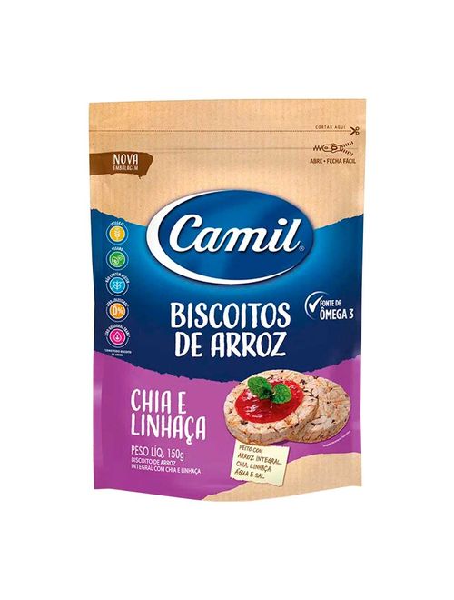 Biscoito de Arroz Integral Chia e Linhaça 150g - Camil