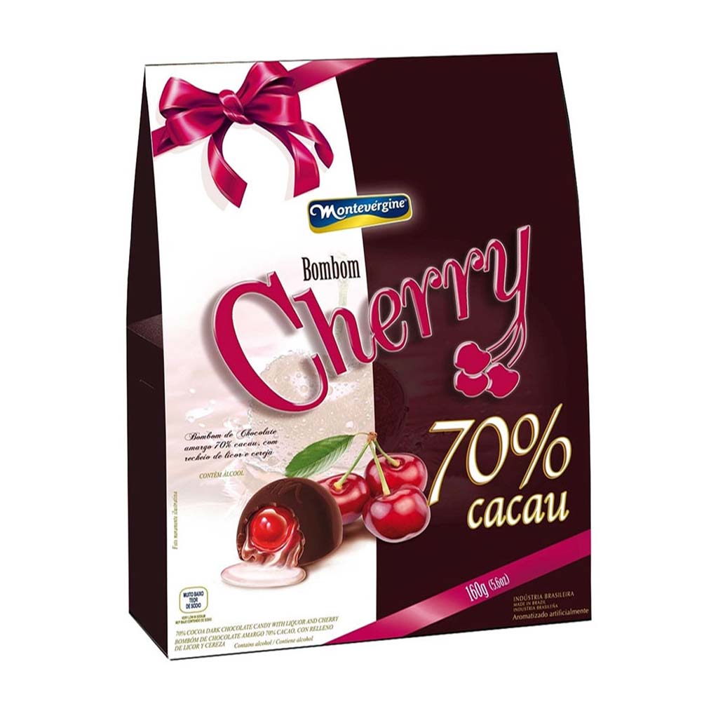 Bombom Cherry Chocolate 70% Recheado com Licor Cereja 160g - Montevérgine -  Doce Malu