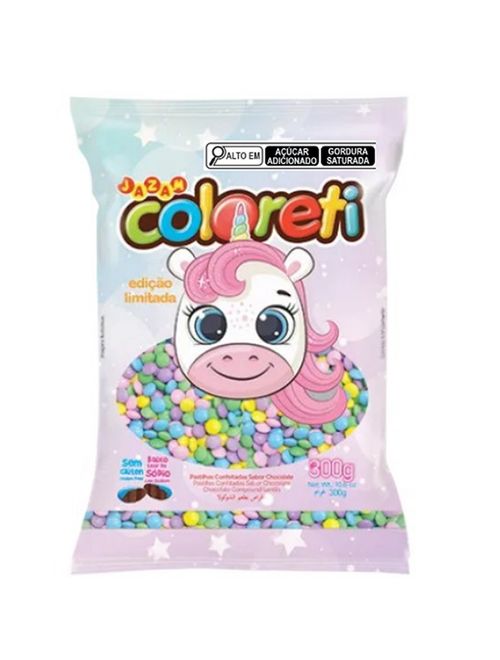 Confeito Chocolate Coloreti Unicórnio Sortido 300g - Jazam