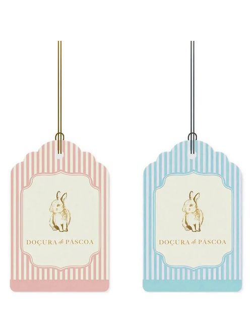 Tag Decorativa Rosa e Azul Doçura de Páscoa c/12 - Cromus