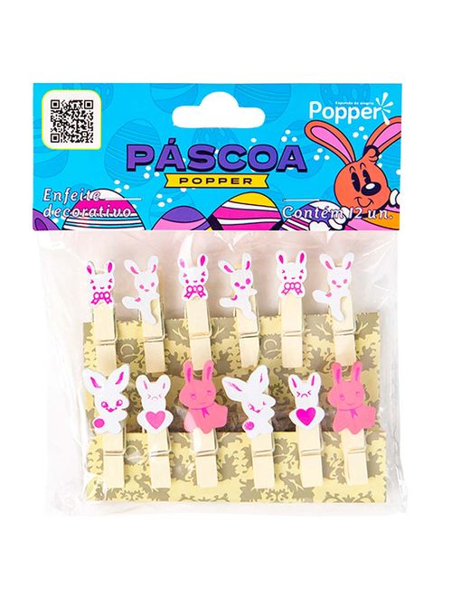 Enfeite de Páscoa Pregador Coelho c/12 - Popper