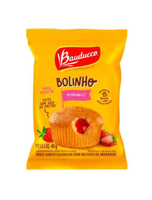 Bolinho Baunilha Recheio Morango 40g - Bauducco
