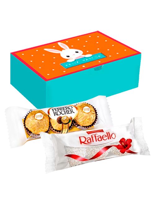 Kit Páscoa - Caixa Coelhinho Sai da Toca + Ferrero Rocher c/3 + Raffaello c/3