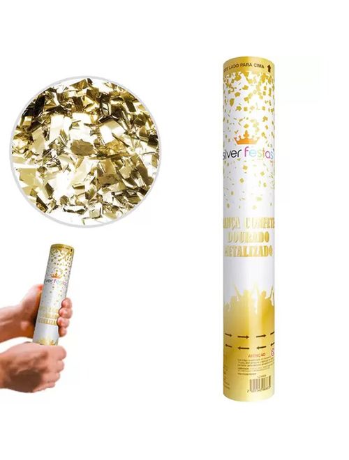 Lança Confetes Dourado Metalizado - Silver Festas