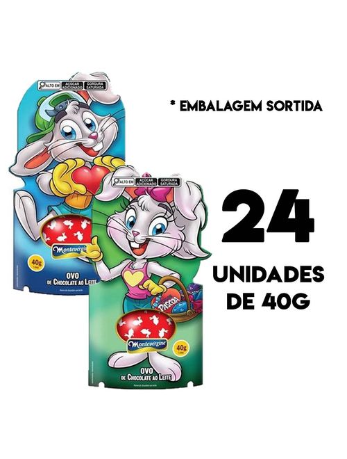 Coelho/Coelha Páscoa com Ovinho de Chocolate 40g c/24 - Montevérgine