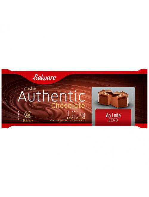 Barra de Chocolate Fracionado Ao Leite Zero Açúcar Authentic 1,01kg - Salware