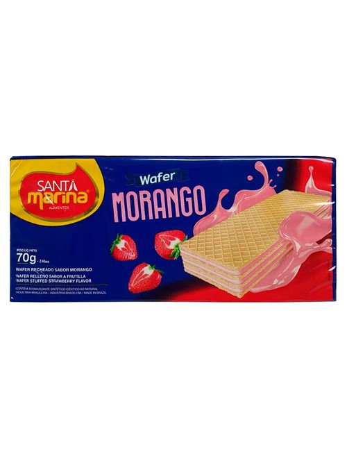 Biscoito Wafer Recheado Morango 70g - Santa Marina
