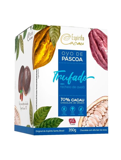 Ovo de Páscoa Trufado 70% Cacau Recheio Avelã 350g - Espírito Cacau
