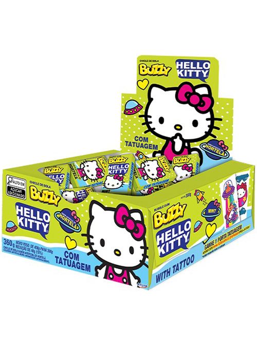 Chiclete Buzzy Hello Kitty Hortelã c/90 - Riclan