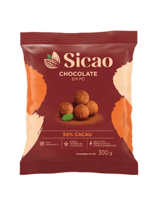 Chocolate em Pó 50% Cacau Pacote 300g - Sicao