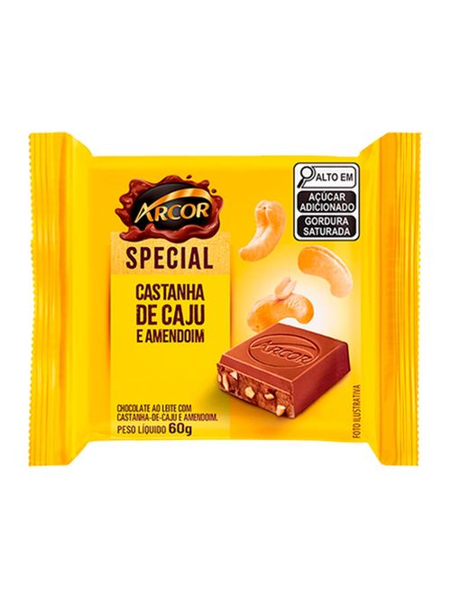 Tablete de Chocolate Castanha de Caju e Amendoim Special 60g c/12 - Arcor