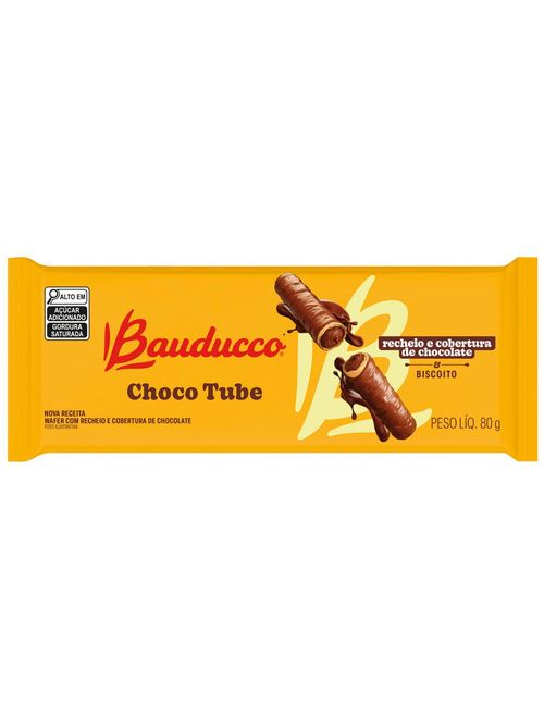 Wafer Recheado e Coberto Choco Tube 80g - Bauducco