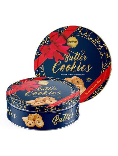 Lata de Biscoitos Amanteigados Sortidos Estampa Red Ribbon 454g - Dancake