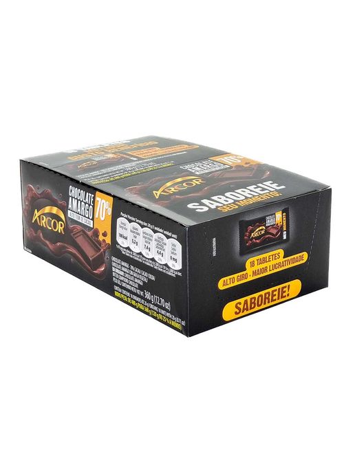 Tablete Amargo 70% 20g c/18 - Arcor