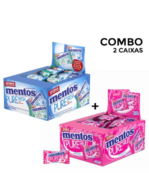 Kit com 2 Caixas Chiclete Mentos Pure Fresh C/60 1 Sortido + 1 Tutti Frutti - Perfetti