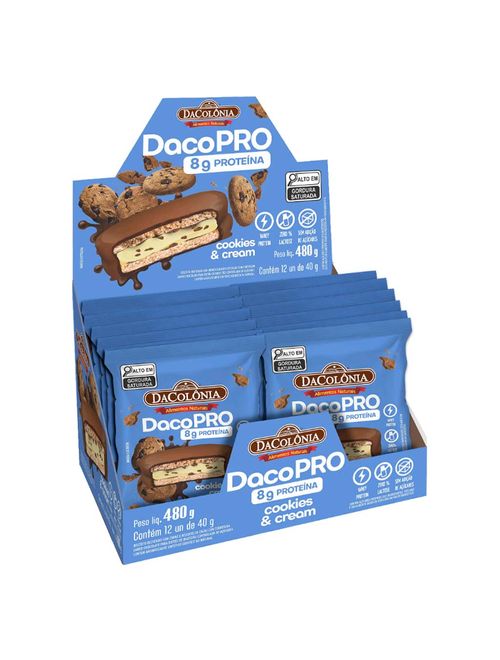 DacoPRO Alfajor Proteico Cookies & Cream c/12 - DaColônia