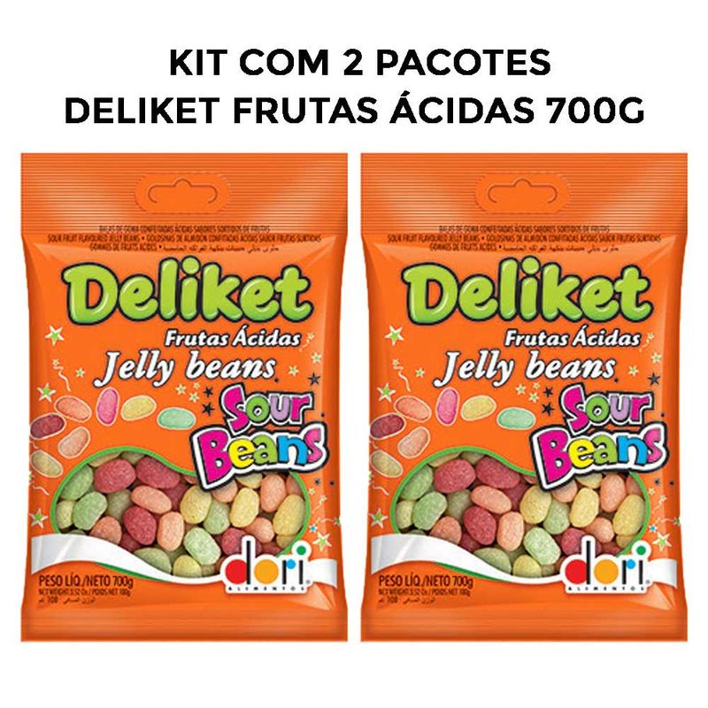 Kit-com-2-Balas-de-Goma-Confeitada-Deliket-Jelly-Beans-Frutas-Sortidas-Acidas-700g---Dori
