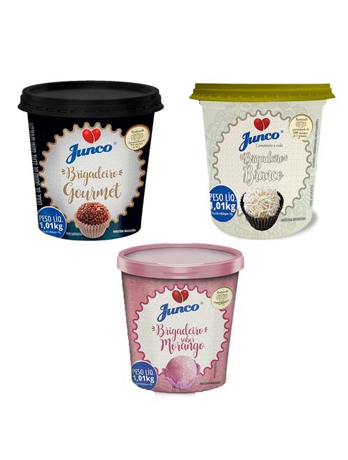 Kit Junco Pronto - Brigadeiro Gourmet + Brigadeiro Branco + Morango 1,01kg