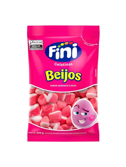 Bala de Gelatina Beijos de Morango 500g - Fini
