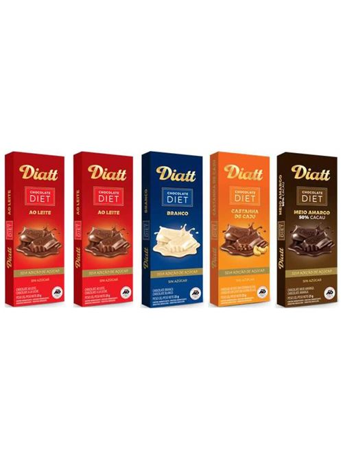 Kit 5 Tabletes 25g Chocolate Diet - Diatt