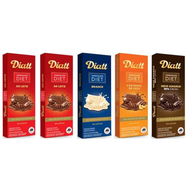 Kit-5-Tabletes-25g-Chocolate-Diet---Diatt